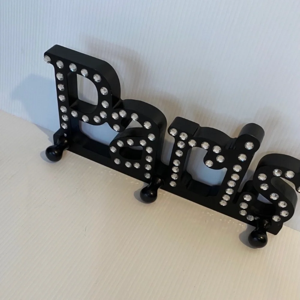 Paris Wall Hook Sparkling Hanger Organizer Jewelry Lingerie Rhinestone Gem Black